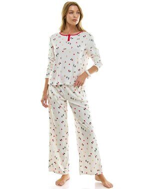 #1736 Roudelain 2-Piece Printed Long-Sleeve Top and Pants Set - Tiny Holiday T